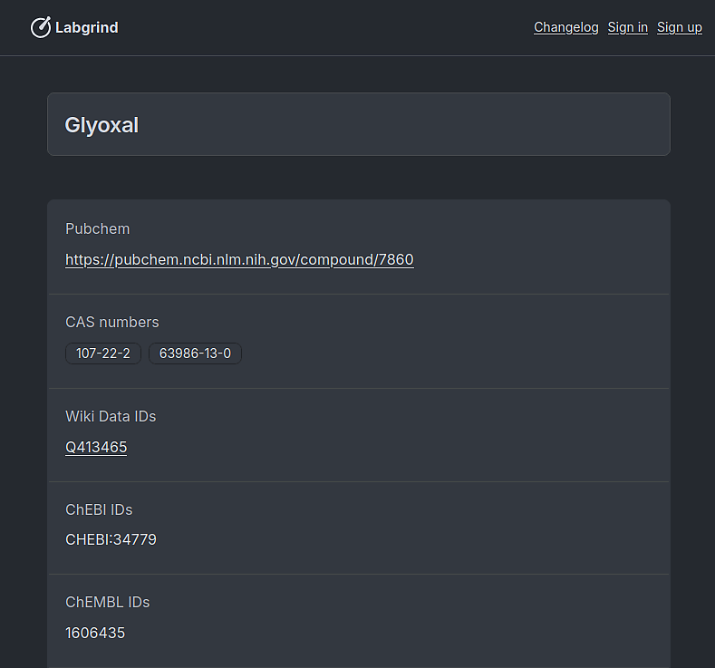 Screenshot of new chemical view