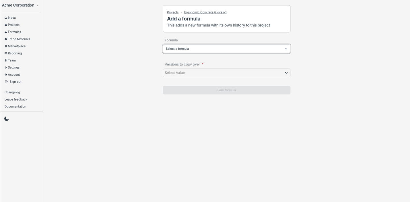 A screenshot of cloning a formula